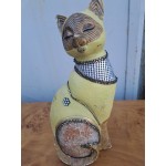 Керамична котка с много красиви декорации - 6358