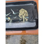 Японски поднос от смола, рисуван - 6320