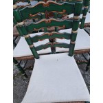 Френски дъбови столове с ратан, ръчно рисувани, много красиви - 6261