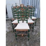 Френски дъбови столове с ратан, ръчно рисувани, много красиви - 6261