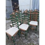 Френски дъбови столове с ратан, ръчно рисувани, много красиви - 6261