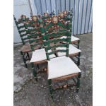Френски дъбови столове с ратан, ръчно рисувани, много красиви - 6261