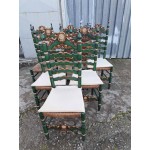 Френски дъбови столове с ратан, ръчно рисувани, много красиви - 6261