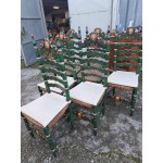 Френски дъбови столове с ратан, ръчно рисувани, много красиви - 6261