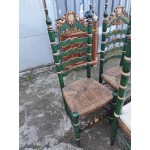 Френски дъбови столове с ратан, ръчно рисувани, много красиви - 6261