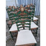 Френски дъбови столове с ратан, ръчно рисувани, много красиви - 6261
