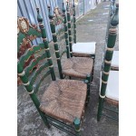 Френски дъбови столове с ратан, ръчно рисувани, много красиви - 6261