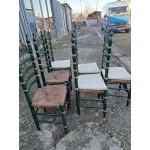 Френски дъбови столове с ратан, ръчно рисувани, много красиви - 6261