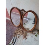 Страхотно двойно дъбпво огледало Испания, двойна елипса с декорации - 6215