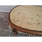 Барокова дъбова холна маса с цветен розов мрамор Франция - 5996