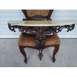 Находка, бронзова масивна конзола за монтиране на стена с цветен мрамор елипса, без забележки - 5925
