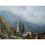 Топ картина, масло на платно Испания, подписана страхотна петорна сива рамка - 5689