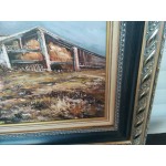 Топ картина, масло на платно Испания, подписана страхотна петорна сива рамка - 5689