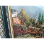 Топ картина, масло на платно Испания, подписана страхотна петорна сива рамка - 5689