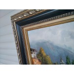 Топ картина, масло на платно Испания, подписана страхотна петорна сива рамка - 5689