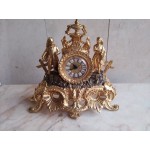 Среден каминен часовник Франция, месинг в два цвята, работи с кварцов механизъм с батерия - 5779