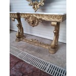 Топ находка, френска конзола с ангел и лебеди, боя златен варак, обработен цветен мрамор - 5621 Топ находка, френска конзола с ангел и лебеди, боя златен варак, обработен цветен мрамор - 5621
