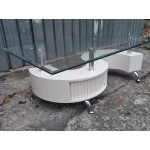 Дъбова холна маса Франция с кристално стъкло с фасет и чекмедже като ролетна щора - 5577