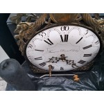 Топ антика - сто годишен френски часовник за стена с махало и тежести, звънец, с месингов орел като декорация - 5464