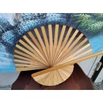 Голямо китайско ръчно рисувано ветрило с бамбукови  пръчки - 5415