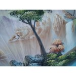 Голямо китайско ръчно рисувано ветрило с бамбукови  пръчки - 5415