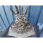 Каменен месингов часовник Испания с оригинален механизъм и ключ, цветен мрамор - 5249