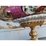 Ръчно рисувана порцеланова купа за плодове Испания, масвен месинг и декорации, без забележки - 5235