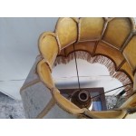 Голяма барокова настолна лампа с порцелан и месинг, шапка от плат - 5242
