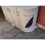 Топ находка, Френски долен шкаф с долап и ръчно декориран и боядисан от дизайнер, без забележки с много приложения - 5096
