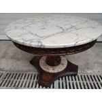 Дъбова холна маса Испания с цветен мрамор и месингови декорации - 5057