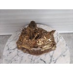 Огромен каминен часовник Франция с порцеланови рисунки и много декорации, оригинален механизъм за профилактика 5058