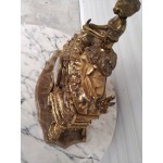 Огромен каминен часовник Франция с порцеланови рисунки и много декорации, оригинален механизъм за профилактика 5058