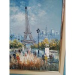 Находка, средна картина масло на фазер на известната френска художничка Бърнет, рисуваща само градски пейзажи - 5073
