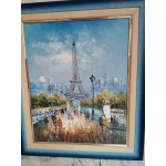 Находка, средна картина масло на фазер на известната френска художничка Бърнет, рисуваща само градски пейзажи - 5073