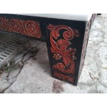 Находка, огрома масивна букова холно трапезна маса с нов обработен мрамор от Китай - 4691
