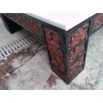 Находка, огрома масивна букова холно трапезна маса с нов обработен мрамор от Китай - 4691