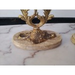 Бронзови свещници с цветен мрамор и много декорации - 4642