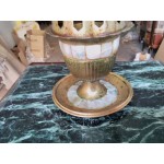 Месингова амфора със седефи, църковна, патина от старост - 4570