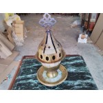 Месингова амфора със седефи, църковна, патина от старост - 4570