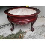 Масивна махагонова холна маса с розов мрамор и лъвски крака от Испания - 4136