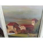 Маслена картина върху фазер от Испания в стил шаби шик - 3461