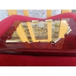 Плакет месинг в  3D и махагонова основа с текст на испански - 3457