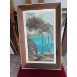 Малка автоска маслена картина върху фазер от Испания, специфична рамка - 3430