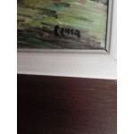 Малка автоска маслена картина върху фазер от Испания, специфична рамка - 3430