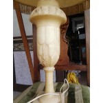 Настолна лампа от Испания, жълт мрамор и плафон с ресни - 3412