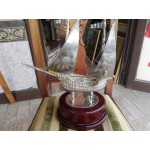 Изцяло посребрен кораб от Испания върху основа махагон - 3413