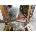Изцяло посребрен кораб от Испания върху основа махагон - 3413