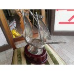 Изцяло посребрен кораб от Испания върху основа махагон - 3413