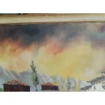 Голяма маслена картина от Испания, рамка бяло и старо злато - 3403