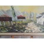 Голяма маслена картина от Испания, рамка бяло и старо злато - 3403